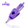 1203RS Round Shader tattoo needle cartridge with a three-needle configuration and clear purple tip | Gtartistoo
