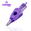 1205M1 Magnum tattoo needle cartridge showing five needles in a flat arrangement and textured purple grip | Gtartistoo