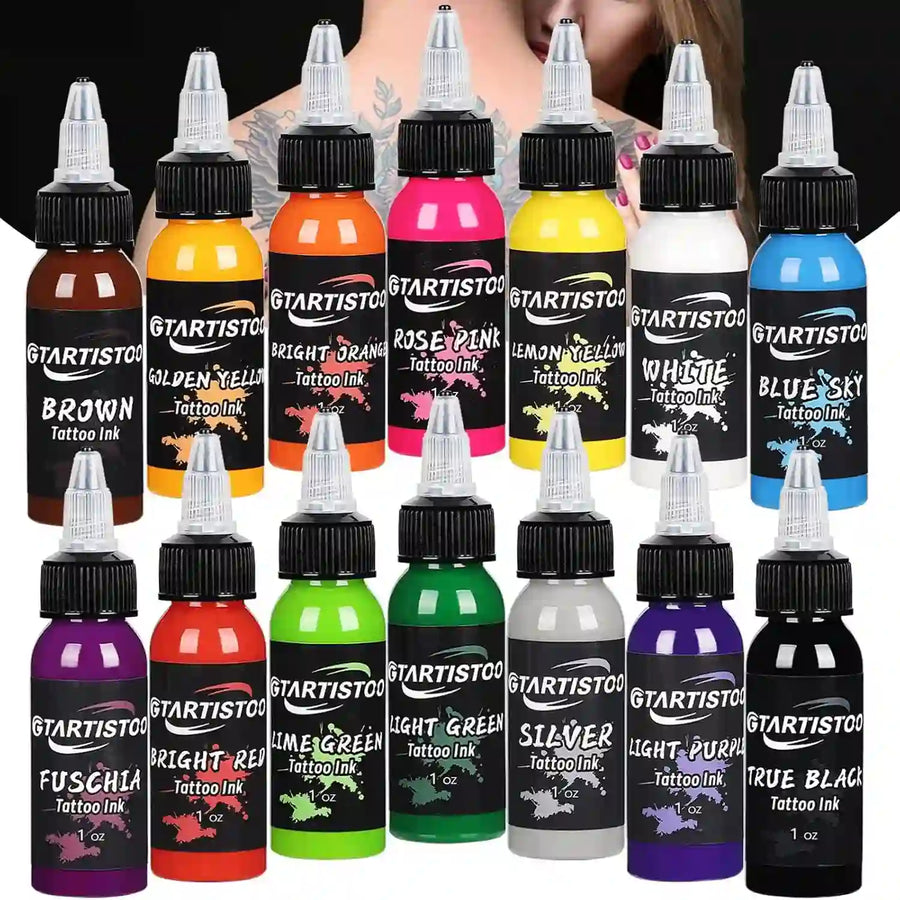 14 Color Tattoo Ink Set 1 oz  30 mL Bottles  GTARTISTOO
