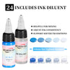 GTARTISTOO 24-Color Tattoo Ink Set – 1/2 oz Lining & Shading Tattoo Inks