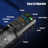 Digital screen wireless tattoo pen showing voltage, battery level, working time, frequency, mode, switch display, on-off button, and voltage controls for tattoo practice and training.