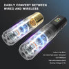 Transparent view of the F8 tattoo pen showing its coreless motor and ability to switch between wired and wireless operation.