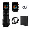 Black GTARTISTOO wireless tattoo pen kit with an attached battery, spare 2000mAh battery, USB-C cable, O-rings, and packaging box.