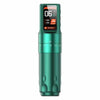 Green GTARTISTOO professional wireless tattoo pen with an LED display, adjustable stroke ring, and cordless aluminum body.