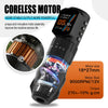 Black wireless tattoo pen with an 18 x 27mm coreless motor, 9000 RPM speed, stable power output, and low-noise operation.