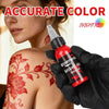 Bright red tattoo ink shown with a red floral tattoo and 1 oz ink bottle | GTARTISTOO