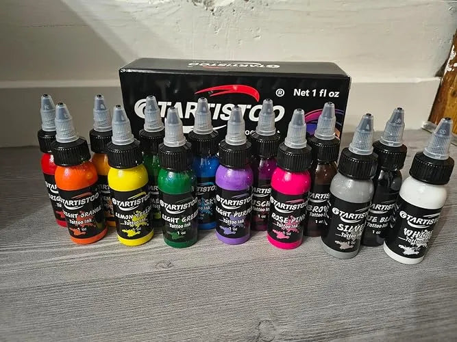 gtartistoo colorful tattoo ink set with multiple bottles displayed together