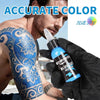 Sky blue tattoo ink shown with a blue ink tattoo and 1 oz ink bottle | GTARTISTOO