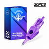 Box of 20 tattoo needle cartridges with purple silicone grip and product packaging | Gtartistoo