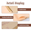 Tattoo practice book detail views showing gold spiral binding, flexible synthetic practice skin sheets, and durable hardcover.