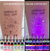 UV reactive tattoo ink color contrast shown in normal light and under blacklight | GTARTISTOO