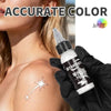 White ink tattoo star design on light skin shown with a 1 oz white tattoo ink bottle | GTARTISTOO